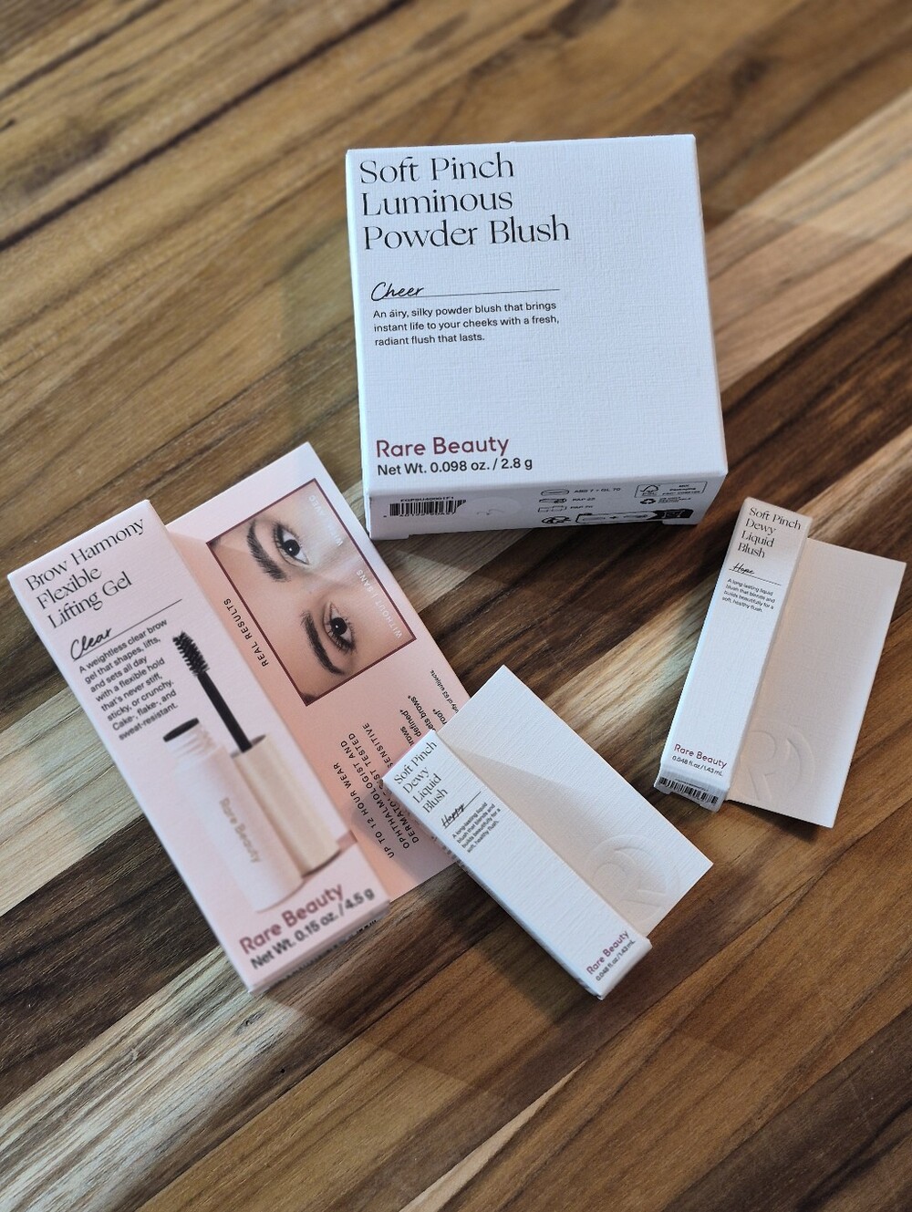 4-Piece Mixed Rare Beauty Powder & Liquid Blush Bundle with Bonus Brow Gel, NIB